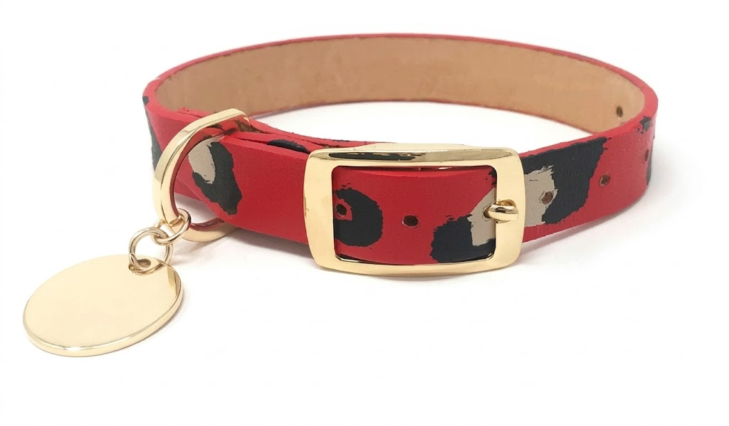 Animal Print Dog Collar - Red